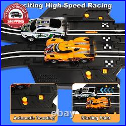 Electric Slot Car Race Track Sets Race Car Track Sets with 4 High-Speed Slot C