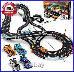 Electric Slot Car Race Track Sets Race Car Track Sets with 4 High-Speed Slot C