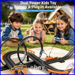 Electric Slot Car Race Track Sets with 4 High-Speed Racing Slot Cars Dual Racing