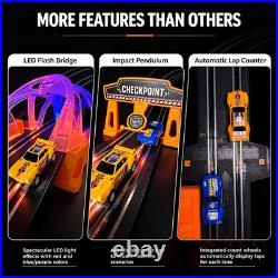 Electric Slot Car Race Track Sets with 4 High-Speed Racing Slot Cars Dual Racing