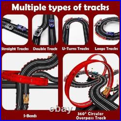 Electric Slot Car Race Track Sets with 4 Light-Up Slot Cars with 2 Controllers