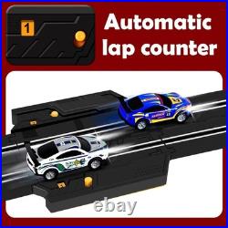 Electric Slot Car Race Track Sets with 4 Light-Up Slot Cars with 2 Controllers