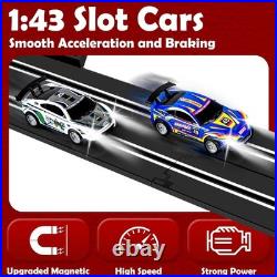 Electric Slot Car Race Track Sets with 4 Light-Up Slot Cars with 2 Controllers