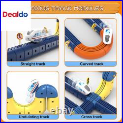 Electric Train Set with 3D Magic Flexible Race Tracks for Kids, Race Car Track E