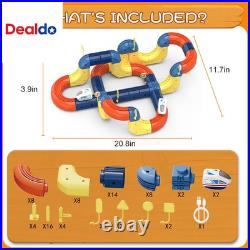 Electric Train Set with 3D Magic Flexible Race Tracks for Kids, Race Car Track E