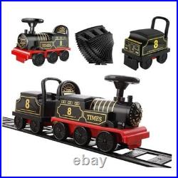 Electric TrainSet with Track 2 Seaters Cargo Car, Music, Light Ride on Train Toys