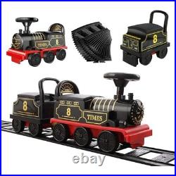Electric TrainSet with Track 2 Seaters Cargo Car, Music, Light Ride on Train Toys