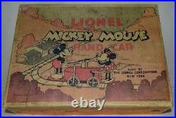 Ex. /n. Mint Disney 1934 Working Lionel Mickey Mouse Hand Car+box Set+track+key