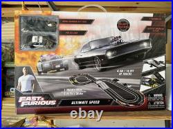 FAST N FURIOUS RACE SET With 2 SLOT CARS, 14 FT TRACK BATTERY OPERATED COLLECTIBLE