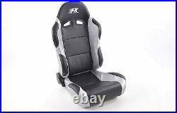 FK Automotive Full Bucket Sports Seat Set Pair Black Kit Race Track Car Harness