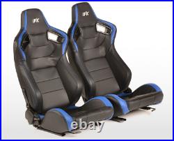 FK Automotive Full Bucket Sports Seat Set Pair Black Kit Race Track Super Car