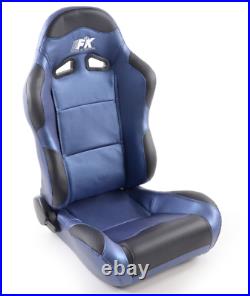 FK Automotive Full Bucket Sports Seat Set Pair Blue Kit Race Track Car Harness