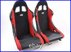 FK Automotive Full Bucket Sports Seat Set Pair Red Kit Race Track Car Harness