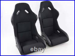 FK Automotive Full Bucket Sports Seats Set Pair Black Kit Race Track Car Harness