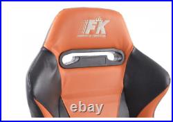 FK Automotive Full Bucket Sports Seats Set Pair Black Kit Race Track Car Orange