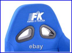 FK Automotive Full Bucket Sports Seats Set Pair Blue Kit Race Track Car Harness