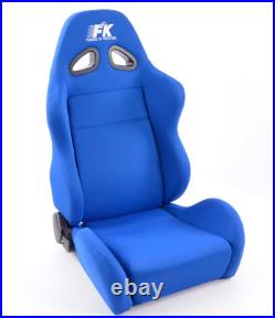 FK Automotive Full Bucket Sports Seats Set Pair Blue Kit Race Track Car Harness