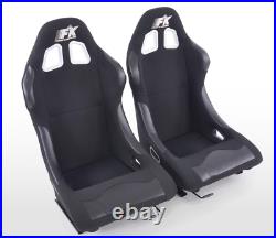 FK Black Full Bucket Sports Seat Set Pair Kit Car Van 4x4 Pickup Drift Track