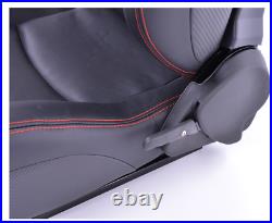 FK Bucket Sports Seats Set Black Carbon Faux Leather Red Stitch Kit Track Car