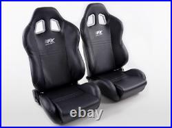 FK Bucket Sports Seats Set Pair Black Kit Race Track Car Harness Custom Project