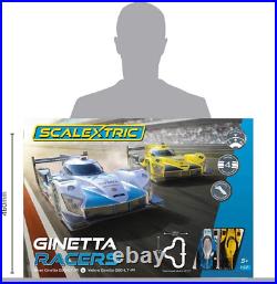 Ginetta Racers 132 Analog Slot Car Race Track Set C1412T Yellow, Silver & Blue