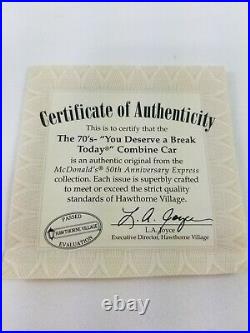 HAWTHORNE VILLAGE MCDONALDS TRAIN SET With TRACKS & CERTIFICATES FOR EACH CAR