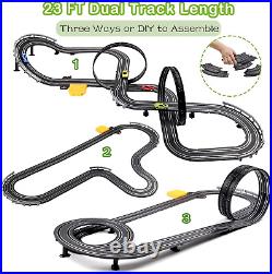 High Speed Electric Slot Car Race Track Sets with 4 Racing Cars, Race 23 ft NEW