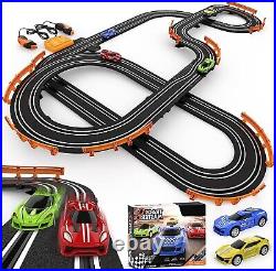 High-Speed Slot Car Race Track Set with 4 Cars and Lap Counter Dual Player