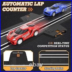 High-Speed Slot Car Race Track Set with 4 Cars and Lap Counter Dual Player
