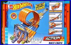 Hot Wheels 3 Unique Racing Challenges in the Race Crate Track Set with 2 Cars