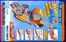 Hot Wheels 3 Unique Racing Challenges in the Race Crate Track Set with 2 Cars