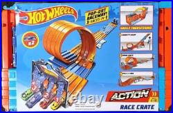 Hot Wheels 3 Unique Racing Challenges in the Race Crate Track Set with 2 Cars
