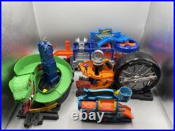 Hot Wheels 4 Track Set Bundle City Cobra, Mega Car Wash, Tire Shop, Turbo Jet