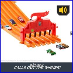Hot Wheels 6-Lane Raceway Track Set with Lights Sounds 6 Cars 8ft Track