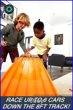 Hot Wheels 6-Lane Raceway Track Set with Lights Sounds 6 Cars 8ft Track US ONLY