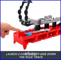 Hot Wheels City Toy Car Track Set Dual Dragon Transporter & 2 Die-Cast Cars