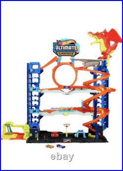 Hot Wheels City Toy Car Track Set Ultimate Garage With 2 Die-Cast Toy Cars And 4