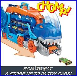 Hot Wheels City Toy Car Track Set, Ultimate T-Rex Transporter, Dinosaur