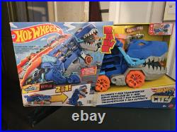 Hot Wheels City Toy Car Track Set, Ultimate T-Rex Transporter, Dinosaur Hauler