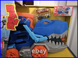 Hot Wheels City Toy Car Track Set, Ultimate T-Rex Transporter, Dinosaur Hauler