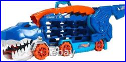 Hot Wheels City Toy Car Track Set, Ultimate T-Rex Transporter, Hauler Transfo