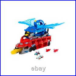 Hot Wheels City Toy Car Track Set with Dual Dragon Transporter