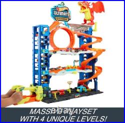 Hot Wheels City Ultimate Garage Track Set 2 Cars Car-Eating Dragon 4 Levels