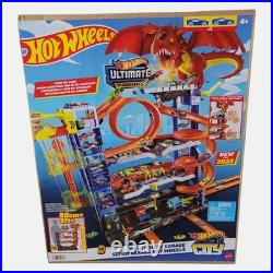 Hot Wheels City Ultimate Garage Track Set Wt 2 Die-Cast Cars & Car-Eating Dragon