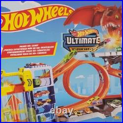 Hot Wheels City Ultimate Garage Track Set Wt 2 Die-Cast Cars & Car-Eating Dragon