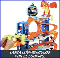 Hot Wheels City Ultimate Garage Track Set w2 Die-Cast Toy Cars Car Eating Dragon