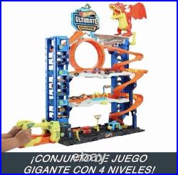Hot Wheels City Ultimate Garage Track Set w2 Die-Cast Toy Cars Car Eating Dragon