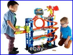 Hot Wheels City Ultimate Garage Track Set with 2 Die-Cast Toy Cars & Car-Eati