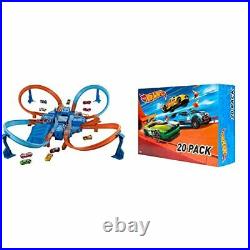 Hot Wheels Criss Cross Crash Track Set Exclusive & 20 Car Gift Pack Styles Ma