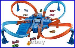 Hot Wheels Criss Cross Motorized Track Set 4 Speed 4 Loops and 1 DieCast Vehicle